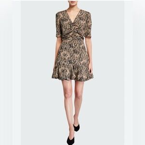 Veronica Beard Black and Tan Snake Print Mini Dress